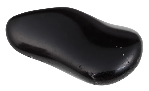 Tumlade svart Obsidian ädelsten isolerade på vitt — Stockfoto