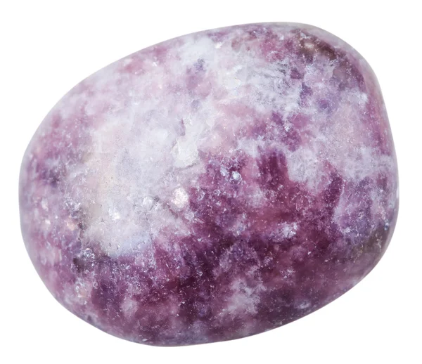 Beyaz izole tumbled lepidolite değerli taş — Stok fotoğraf