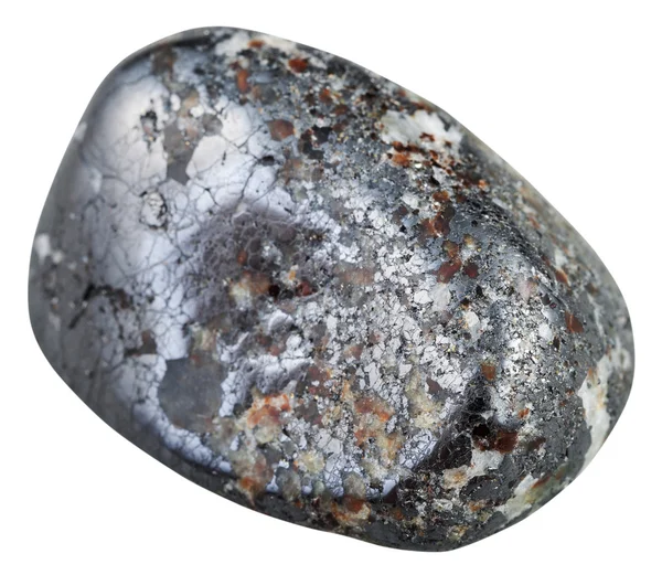 Полірований камінь з магнетиту ізольований на білому — стокове фото