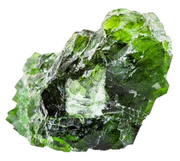 Cru cromo diopside gem isolado em branco — Fotografia de Stock