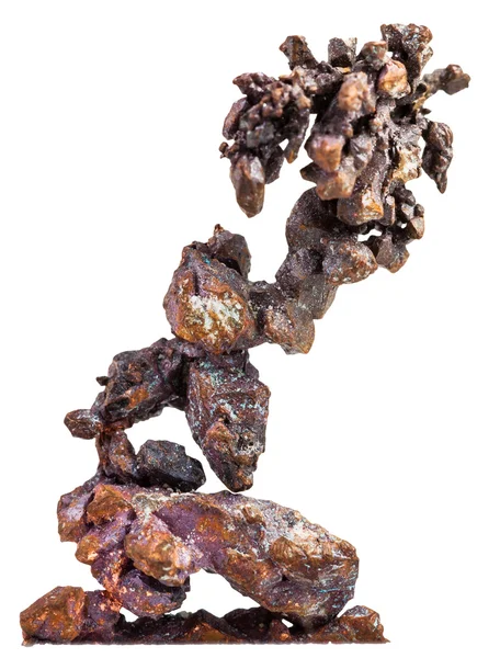 Twig of Native copper mineral isolated — Zdjęcie stockowe