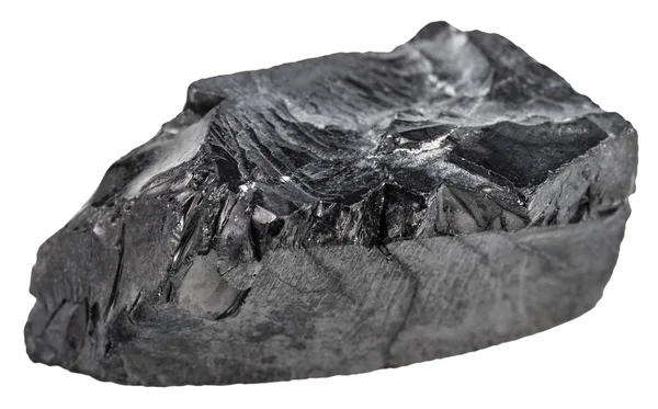 白に隔離された生のシュンジット岩の一部 — ストック写真
