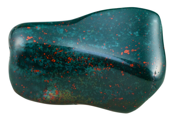 pebble of heliotrope (bloodstone) isolated