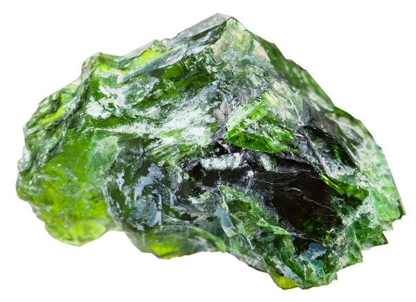 Cristais crus de diopside cromados isolados sobre branco — Fotografia de Stock