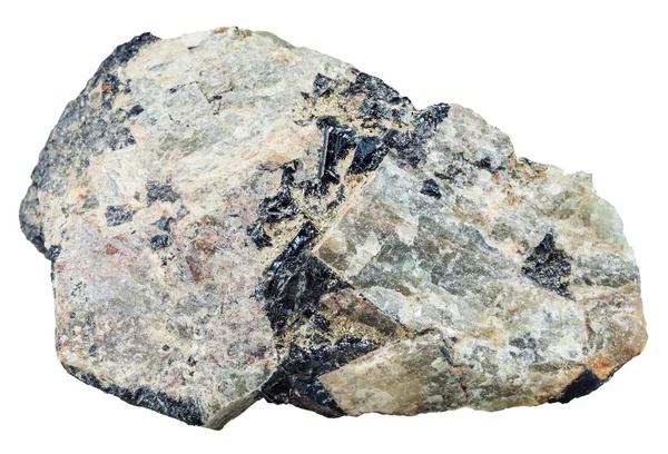 黒いイルメライトとネフェリン(ネフェライト)石 — ストック写真