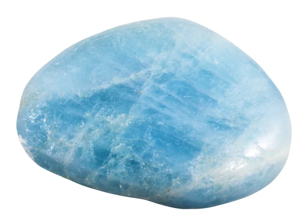Piedra preciosa de aguamarina pulida (berilo azul) aislada — Foto de Stock