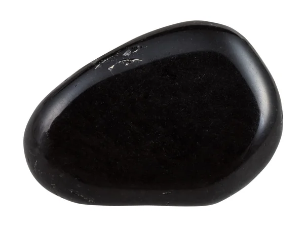 Pebble of black obsidian gemstone isolated — Stock Photo, Image