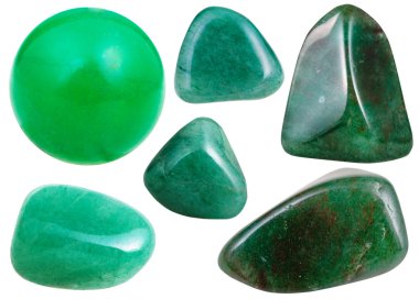 set of green Aventurine gemstone isolated
