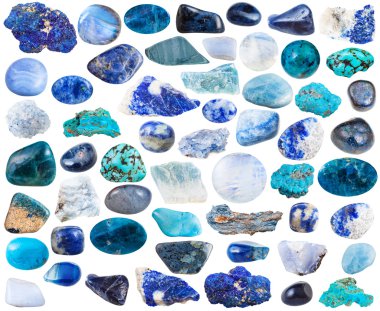 mavi mineral taşlar ve değerli taşlar kümesi