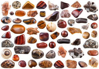 kahverengi mineral taşlar ve değerli taşlar kümesi