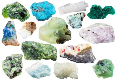birçok doğal mineral taşlar ve kristaller izole