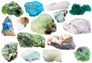 many natural mineral gems and crystals isolated clipart
