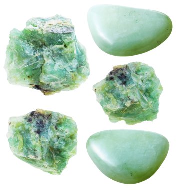 yeşil opal doğal değerli taşlar kümesi