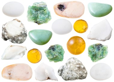 set of various opal natural gemstone clipart