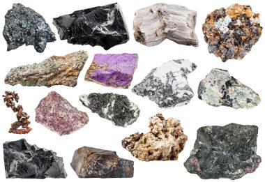 çeşitli doğal mineral taşlar ve kayalar