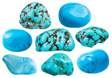 set of turkvenite (blue howlite) gemstones clipart