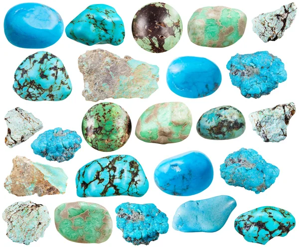 Conjunto de várias pedras preciosas turquesa e imitação — Fotografia de Stock