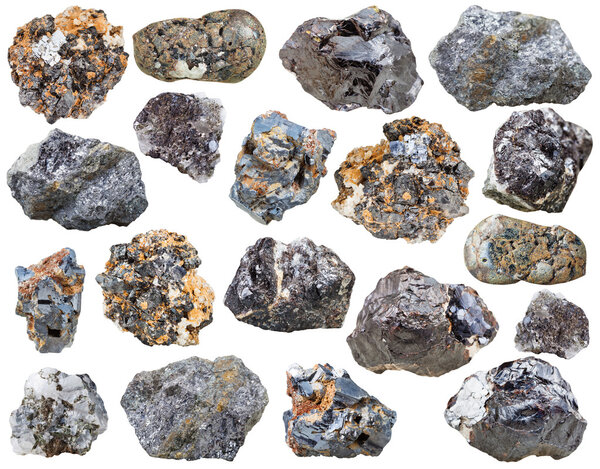 set of various galenite and sphalerite stones