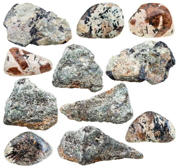 Serie di varie pietre di nefelina (nefelite) — Foto Stock