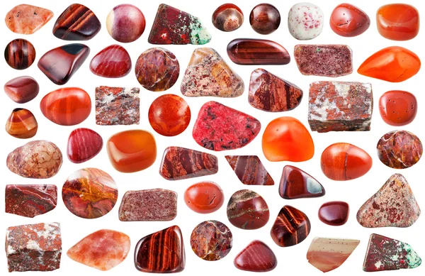 Set of red mineral stones and gemstones — Stock Photo, Image