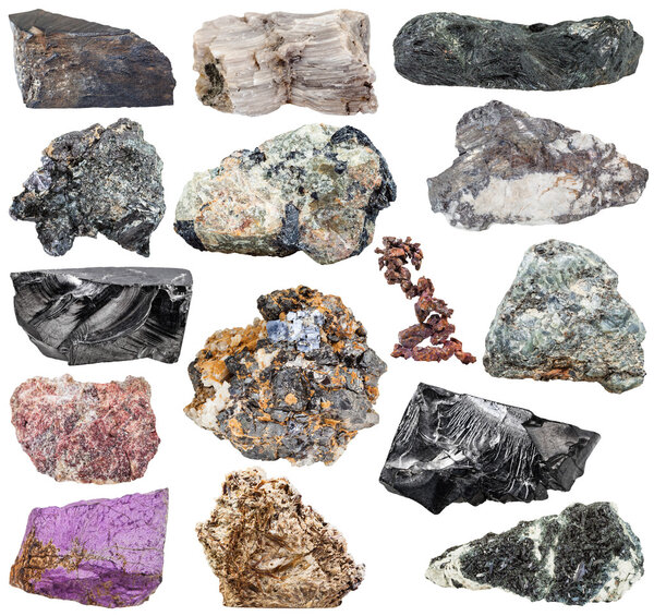 set of different natural mineral stones and rocks