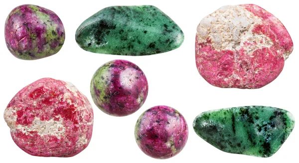 Zbiór różnych zoisite kamienie naturalne mineralne — Zdjęcie stockowe