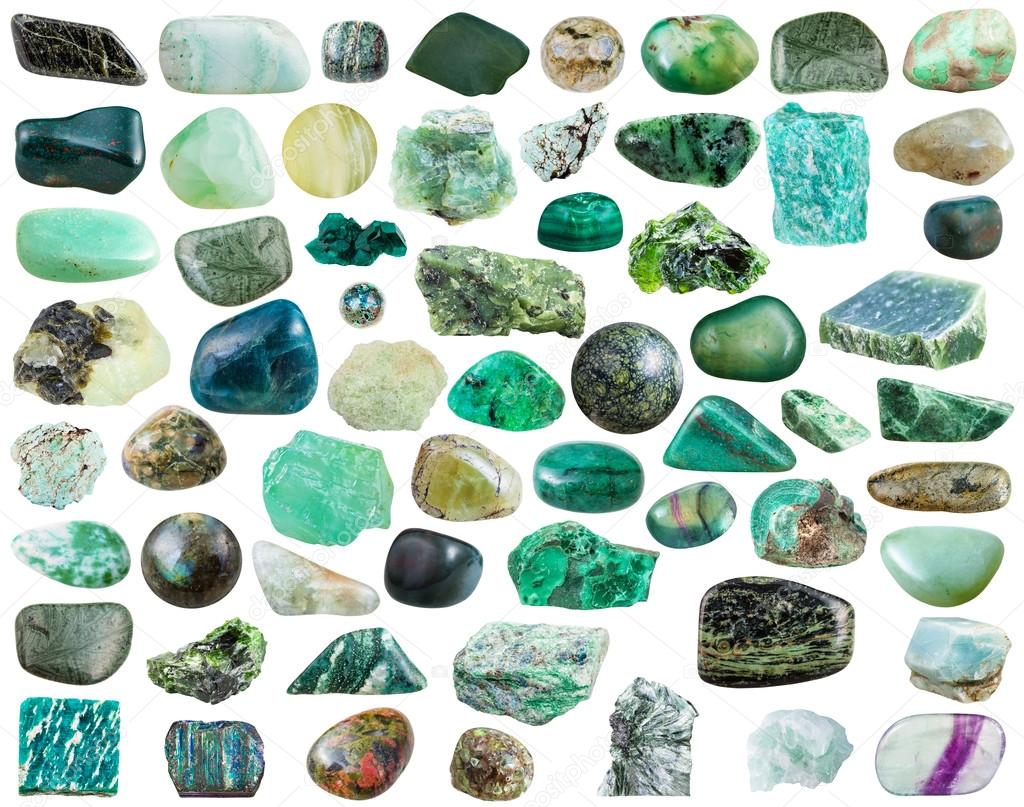 Set of green mineral stones and gemstones Stock Photo by ©vvoennyy 108778240