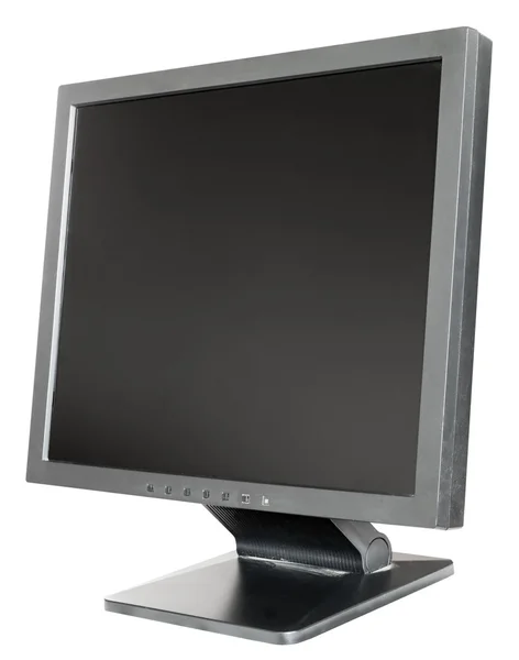 Viejo usado monitor LCD negro aislado en blanco —  Fotos de Stock