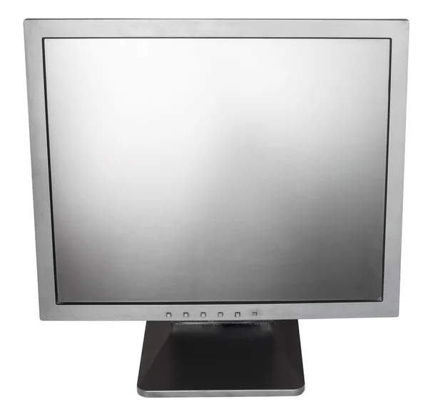 Direct view of old used black LCD monitor isolated — Stock Photo, Image