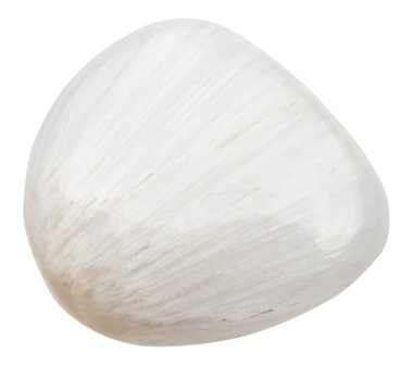 polished scolecite gemstone of isolated on white clipart