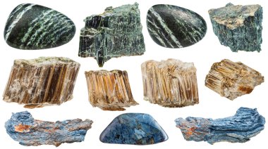 izole çeşitli Asbest mineral taşlar kümesi