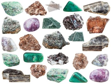various mica gemstones and rocks isolated clipart