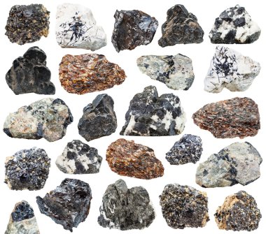 various titanium ore isolated on white background clipart