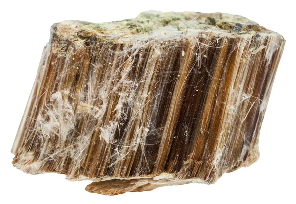 Кусочек коричневого асбеста, изолированный на белом — стоковое фото