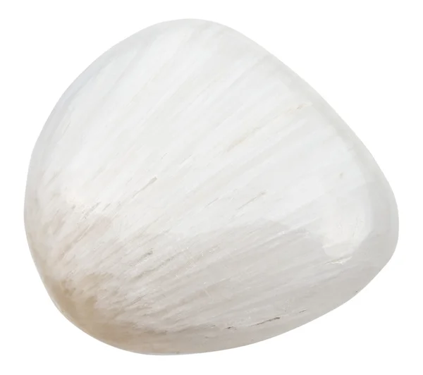 Pedra preciosa scolecite polido de isolado em branco — Fotografia de Stock