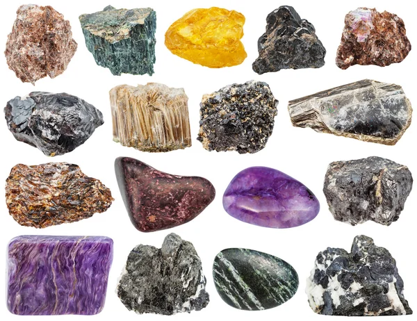 Мінеральні камені - чароїт, слюда, фогопіт тощо — стокове фото