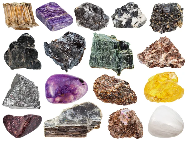 Мінеральні камені - сферин, московіт, ноптит і т.д. — стокове фото