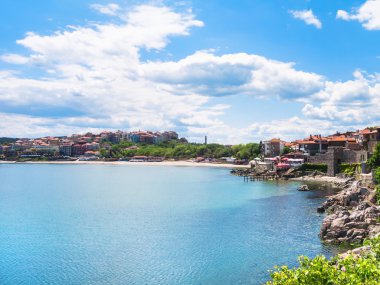 kentsel beach kasabasında Sozopol, Bulgaristan