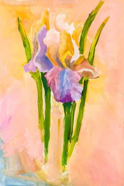 Bunch of iris flowers on pink background — Stock Photo, Image