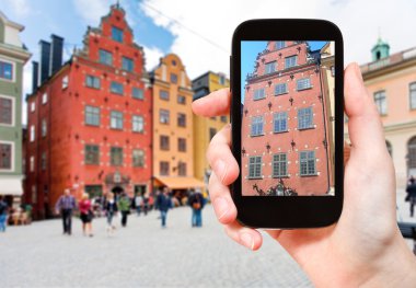 turist fotoğraf eski ev Stockholm