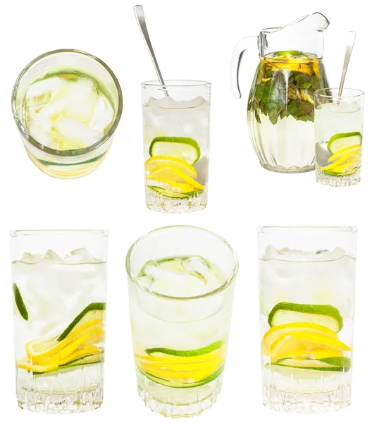 Cam bardaklar doğal limonata ile ayarlayın — Stok fotoğraf