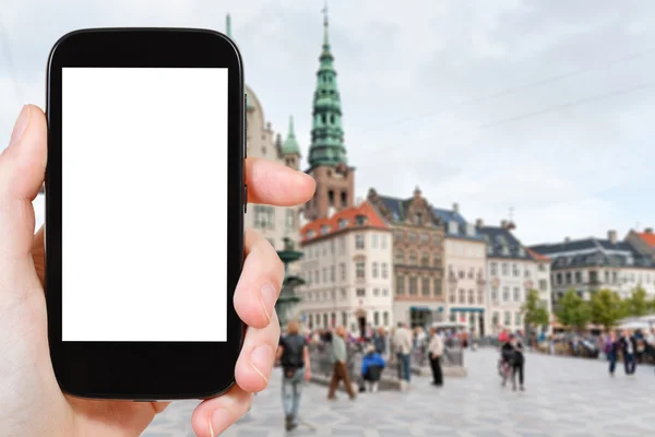Touristenfotos amagertorv in Kopenhagen — Stockfoto