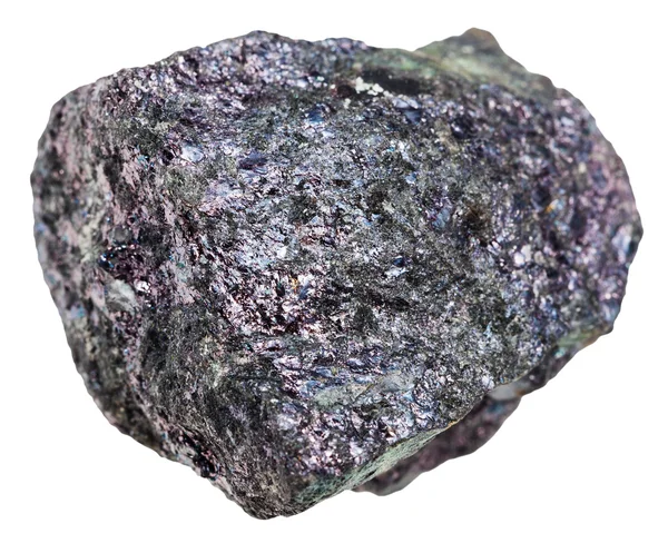 Bornit-Mineralstein (Pfauen-Kupfer) isoliert — Stockfoto