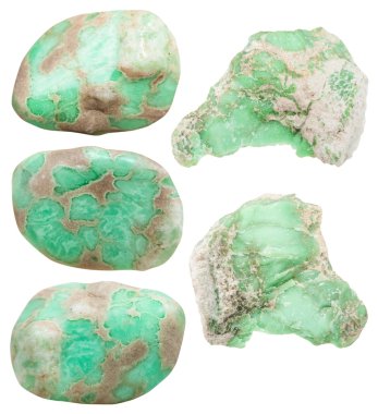 tumbled variscite mineral gemstones and raw rocks clipart