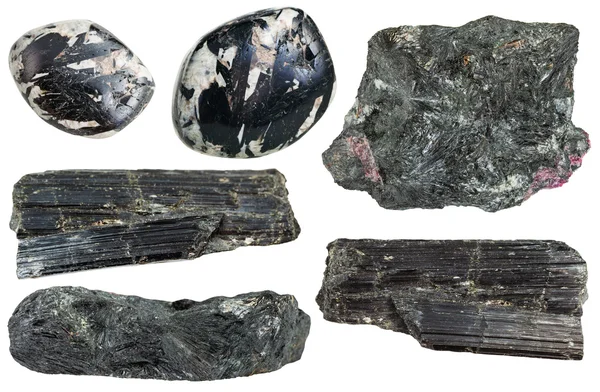 Aegirien kristallen in druse, steen, rots, geïsoleerd — Stockfoto