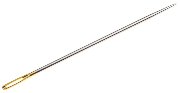 Usual sewing needle with yellow needle's eye — Stock Photo, Image