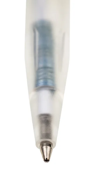 Tip of plastic ballpoint pen close up isolated — Stock Photo, Image