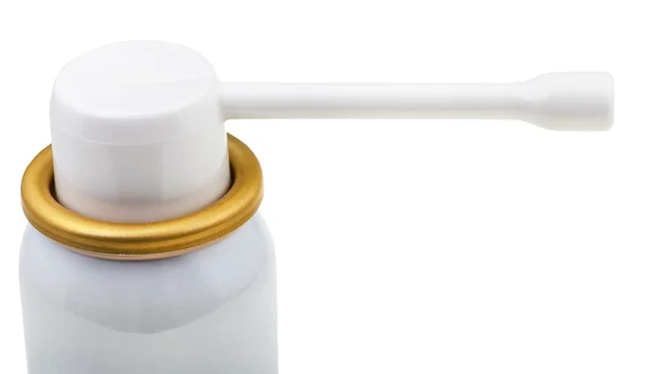 White spray mouthpiece of medical aerosol can — Stock Photo, Image