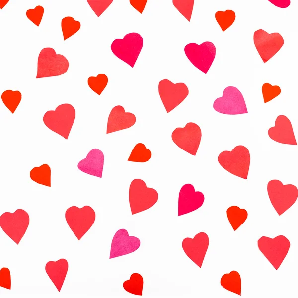 Pink and red hearts cutout from color paper — Stock Photo, Image