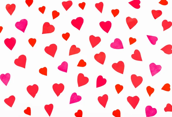 Many pink and red hearts carved from paper — Stock Photo, Image